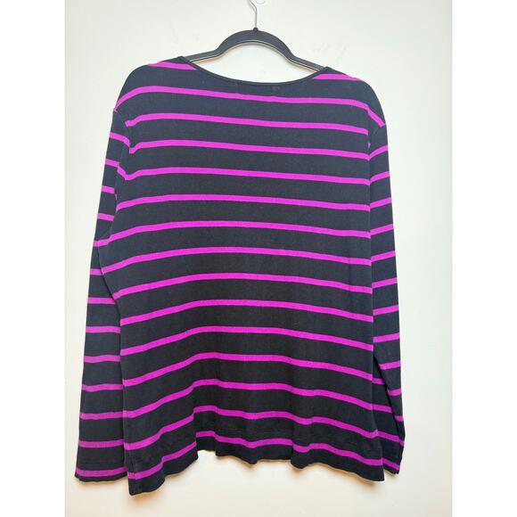 Lauren Ralph Lauren Women’s Plus 2X Black and Purple striped with zip shoulders - Picture 8 of 8